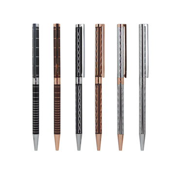 Metal Slim Ball Pen with Customized Laser Logo Carved Designs